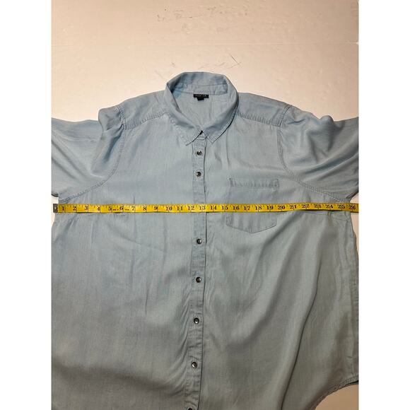 Torrid Women’s Plus Size 4 US 18-20 Lizzie Tencel Blue Button Up Shirt - Picture 4 of 7